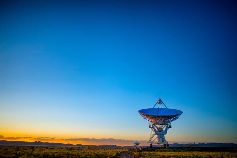 Clear blue sky used as a minimal satellite technology background