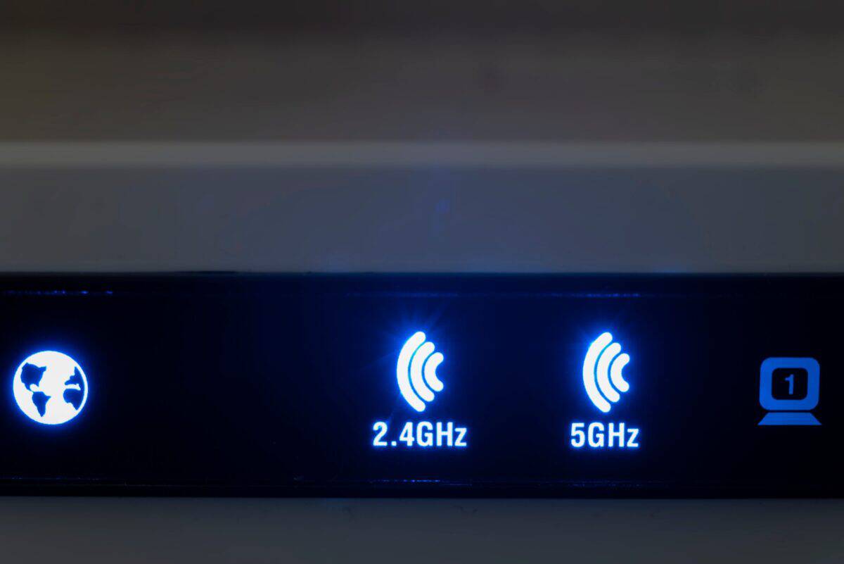 Wireless router positioned in a dark room for home connectivity