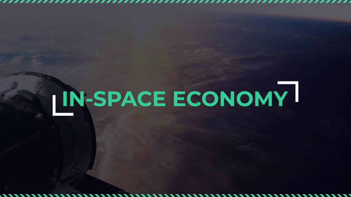 In-space economy title graphic above the curved Earth