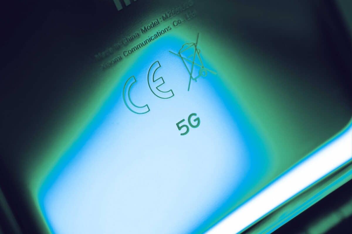Smartphone displaying a 5G symbol for mobile connectivity technology