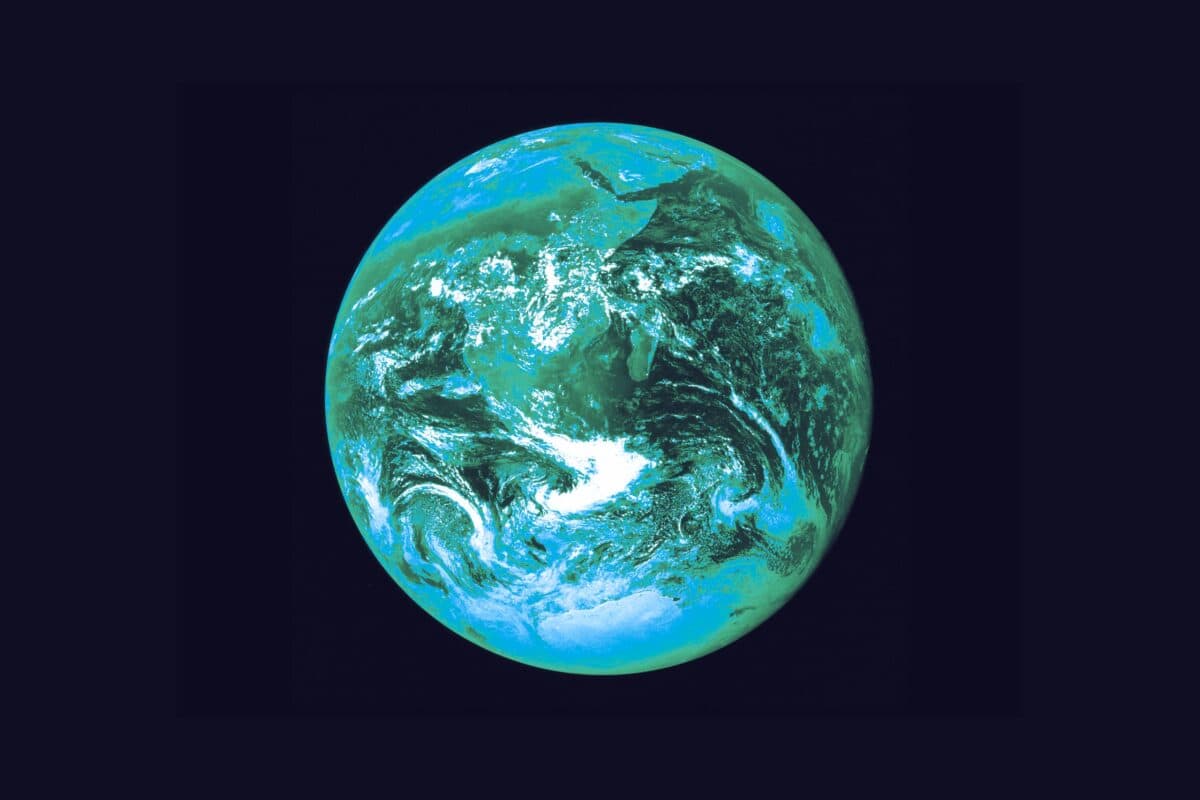 Glowing Earth globe representing satellite and NewSpace technology