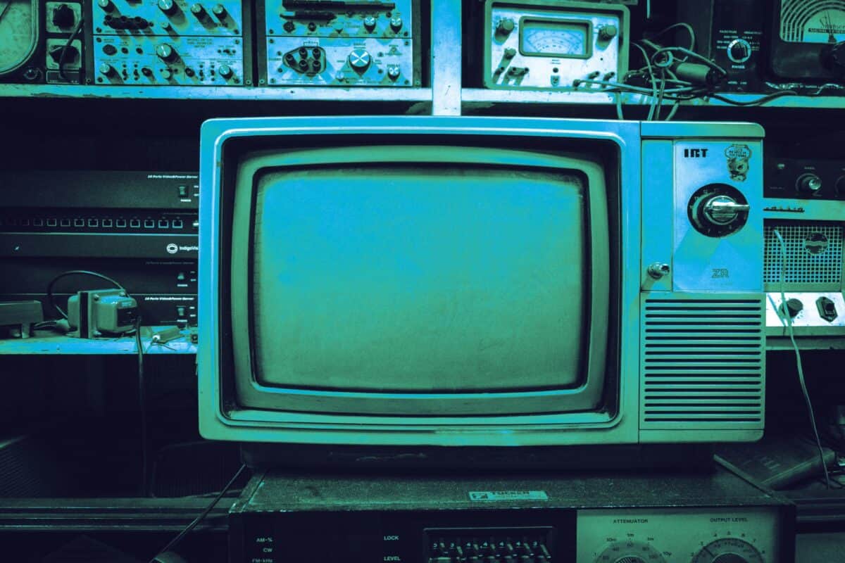 Vintage television set representing broadcast content and media history