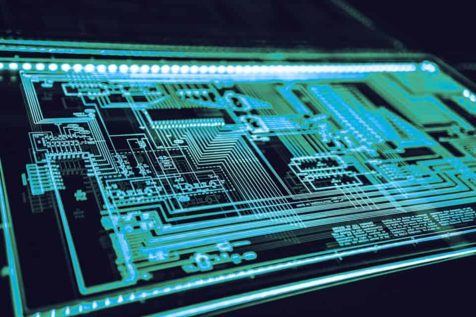 Close-up of electronic circuitry supporting modern connectivity infrastructure