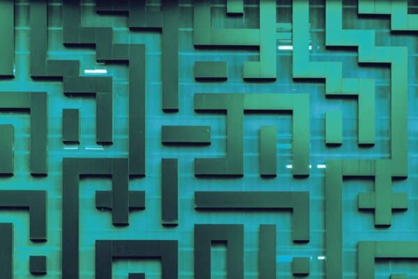 Abstract green circuit pattern representing cyber security technology