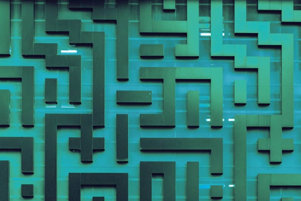 Abstract green circuit pattern representing cyber security technology
