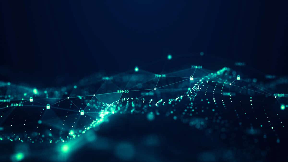 Glowing connections across a dark cyber security network