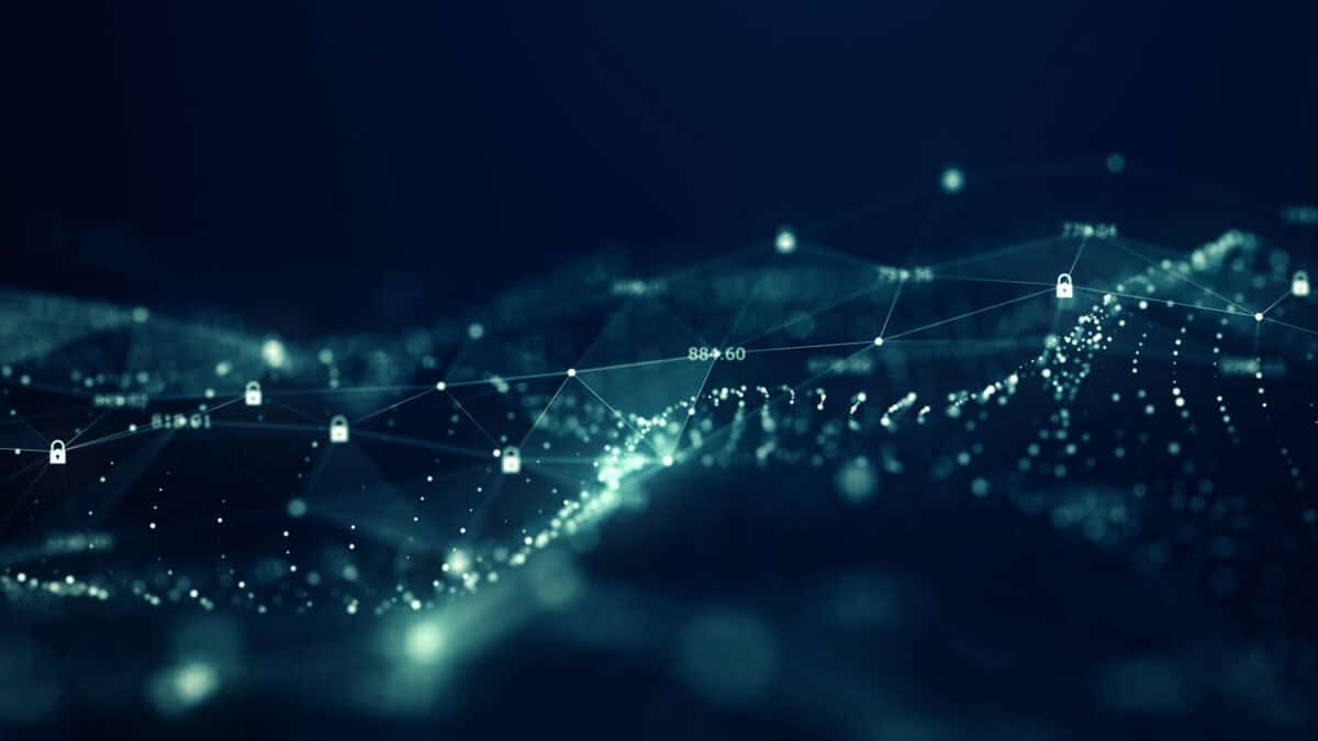 Glowing connections across a dark cyber security network