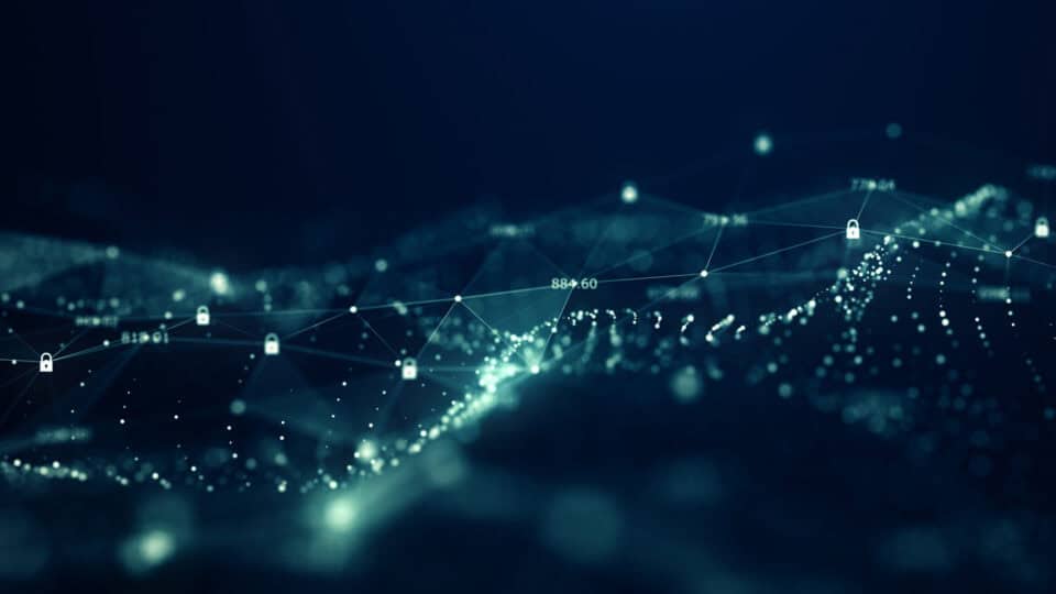 Glowing connections across a dark cyber security network