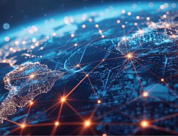 Digital globe and connected data lines representing global connectivity
