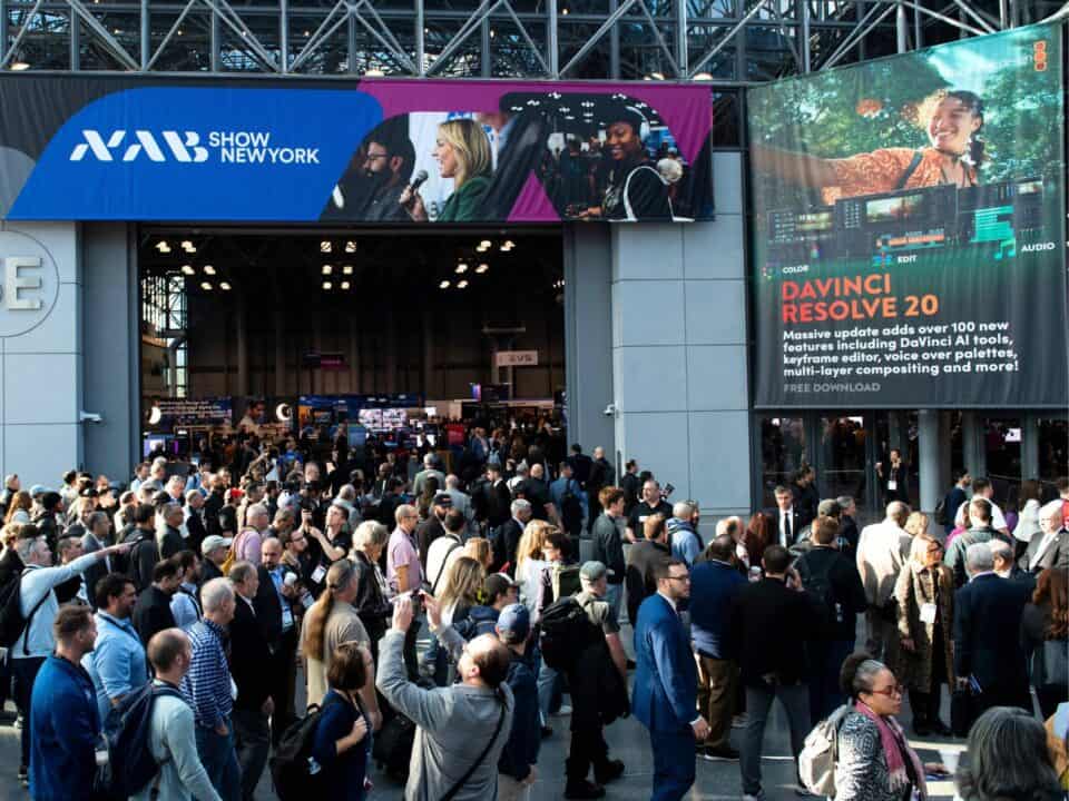 Entrance hall and signage welcoming attendees to NAB New York 2024