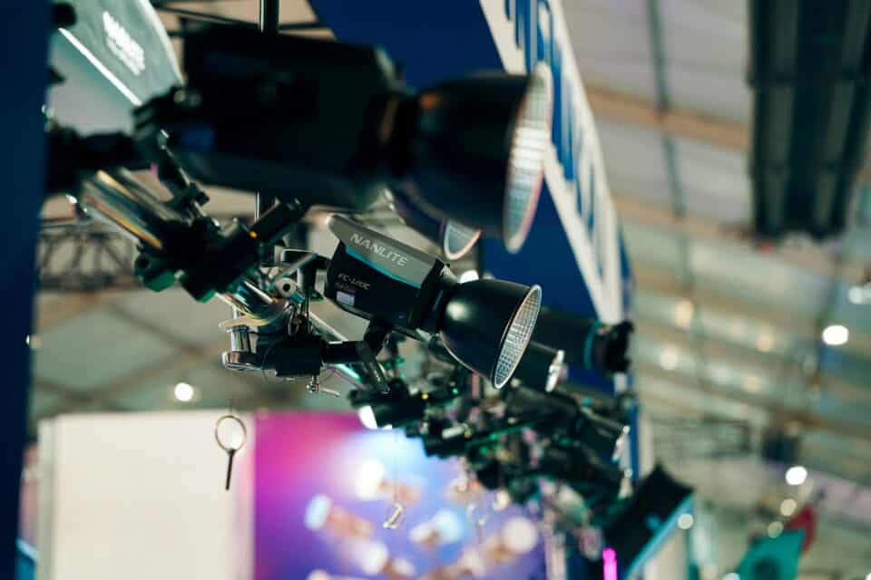 Close-up of electronic equipment used in a technical production environment