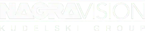 White Nagravision company wordmark on a transparent background