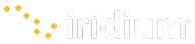 White Iridium company wordmark with yellow dotted symbol