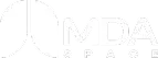 White MDA Space company wordmark with circular symbol