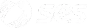 White SES company wordmark with circular symbol